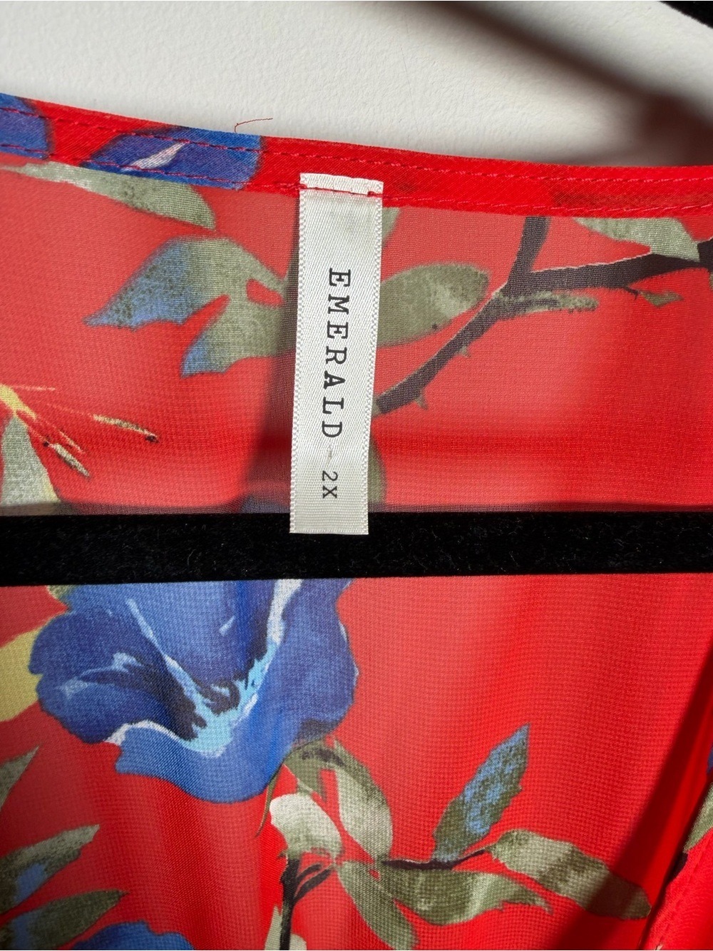 Emerald Red Floral Kimono 2x - Picture 6 of 11